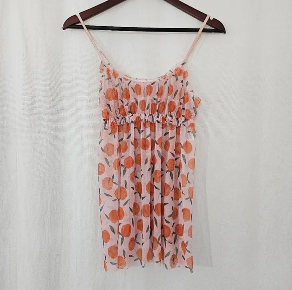 Anthropologie X Hanky Panky Citrus Crush Chemise in Pink & Orange Fruit Print - Picture 3 of 5